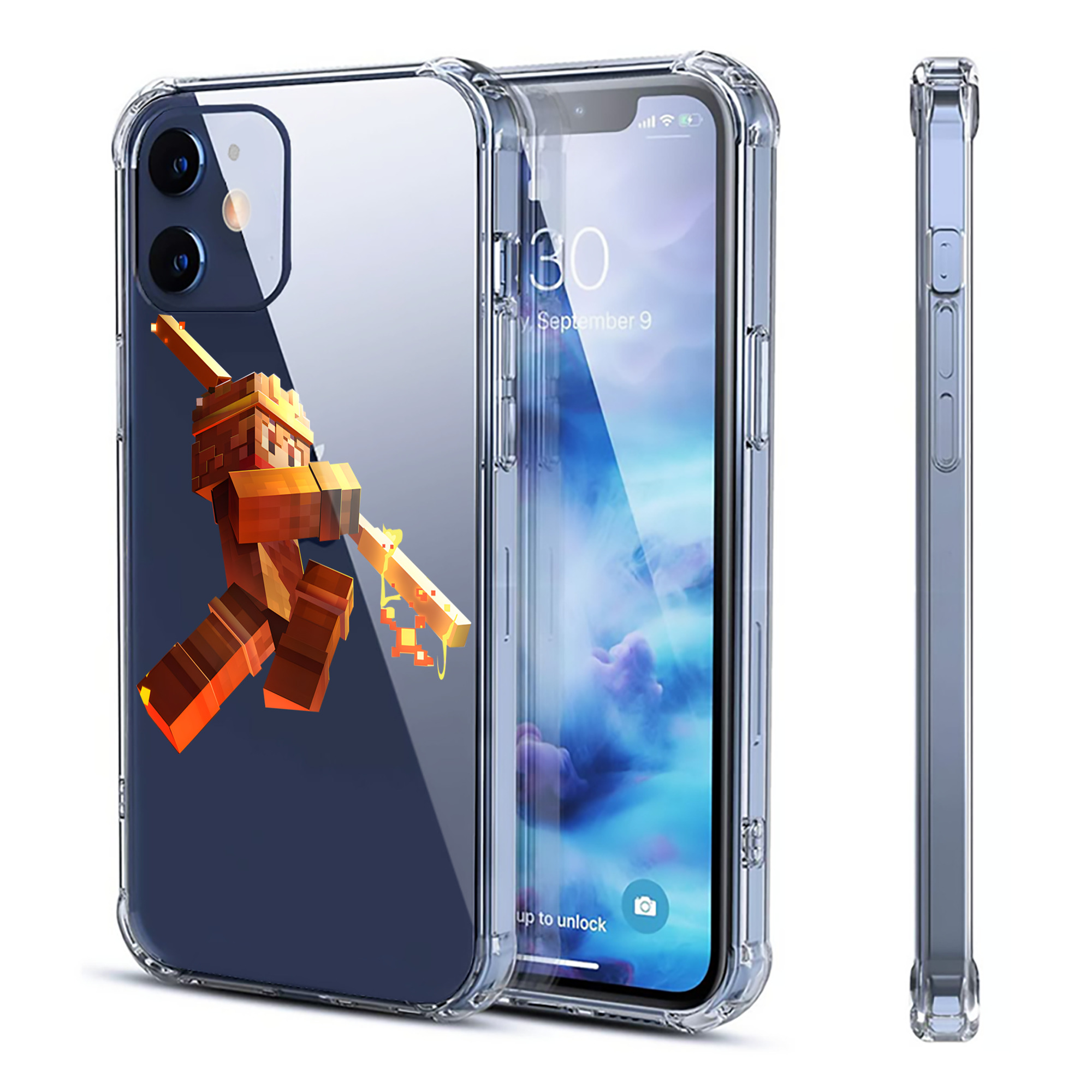 （画像用） マインクラフト ブロックの世界 Minecraft MC Block world 【iPhone 12シリーズ対応】透明スマホケース（クリアソフトケース）